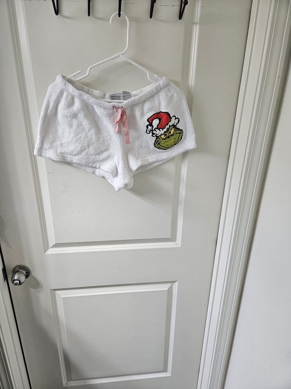 The Grinch Terry Shorts with Pink Drawstring